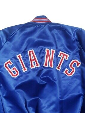 Vintage 1990 Chalk Line Mens NFL NY Giants Bomber Jacket Spellout Back Size XL